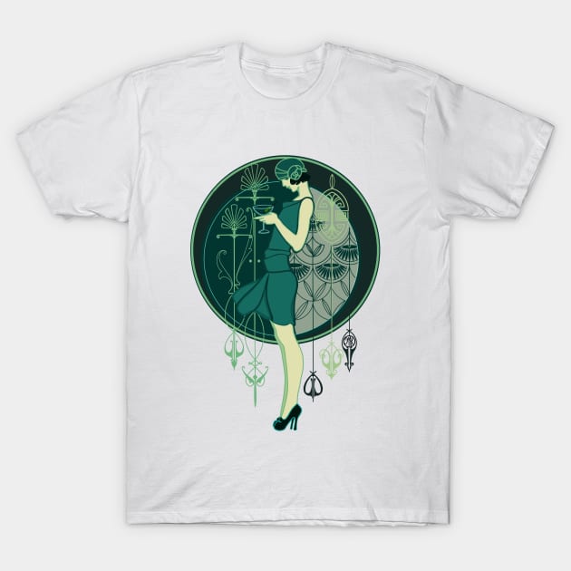 Art Deco Lady T-Shirt by Marike Korting Art